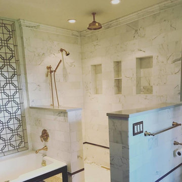 Bathroom Remodel- Calacata Marble + Gold Fixtures