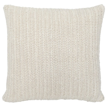 Marcie Knitted 22" Throw Pillow by Kosas Home, Ivory