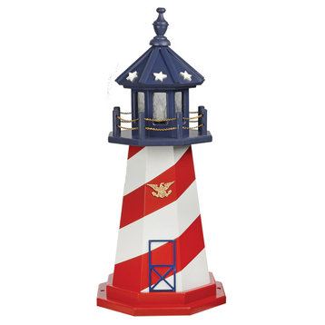 Cape Hatteras Hybrid Lighthouse, Patriotic, 4 Foot, Solar, No Base