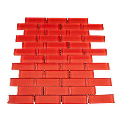 1x3 Red Glossy Subway Glass Mosaic Tiles - Home Accessories & Decor