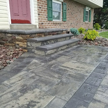 Landscaping Renovation with Paver Walkway and Built-in Stone Veneer Mailbox