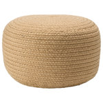 Jaipur Living - Jaipur Living Santa Rosa Indoor/Outdoor Solid Cylinder Pouf, Beige - The Saba Solar collection brings the coastal, globally inspired vibes of natural fiber to outdoor settings. The Santa Rosa pouf mimics the organic style of jute accents, lending texture and earthy neutrality to any style decor, but the handwoven polyester quality means this chic ottoman is just as home on patios and porches as it is in living and playrooms.