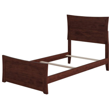 Traditional Twin Platform Bed, Hardwood Frame With Slatted Support, Walnut