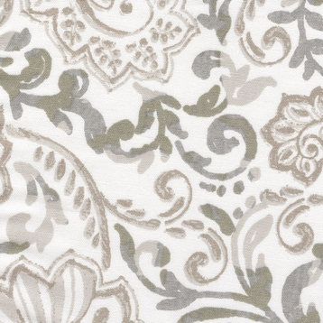 Fabric Sample Shannon Ecru Paisley Floral Taupe Cotton