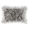 Frisco Mongolian Sheepskin Faux Fur Pillow, Sage Gray, 12"x20"
