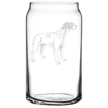 Braque Francais, Pyrenees Dog Themed Etched All Purpose 16oz. Libbey Can Glass