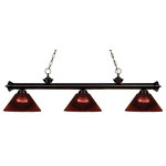 Z-Lite - Z-Lite 200-3BRZ-ARBG Riviera 3 Light Billiard in Burgundy - Finished in bronze this three light bar fixture uses acrylic burgundy shades to create a contemporary look with a timeless quality to it. This fixture would be perfect for the game room, or any other room of the house where a touch of under stated sophistication is needed.