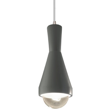 Erlen Pendant, Pewter Green, Brushed Nickel, White Cord, Integrated LED