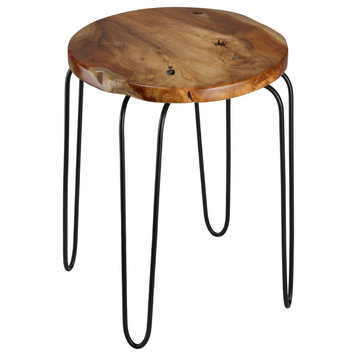 Bare Decor Lacie Accent End Table With round Solid Teak Root Top