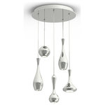 Modern Forms - Modern Forms Acid LED 5-Light Round Chandelier in Polished Nickel - Enrich your living space with the surrealist Acid Multi-Light Pendant by Modern Forms. Its dramatic silhouette features a series of spun metal droplets of varying shapes and sizes that precipitate from a rectangular canopy. Powerful LED downlights are contained with the droplets providing a fashionable, yet functional ambience over an entryway or open living space.