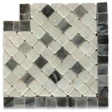 Marble Mosaic Border Decorative Accent Tile Inca Sky 3.25x3.25 Tumbled, 1 piece