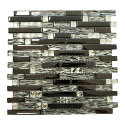 Black and Stripes Luxury Diamond Glass Mosaic Tile Collection - Home Accessories & Decor