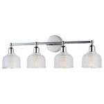Maxim Lighting - Maxim Lighting Hollow 4-Light Bath Vanity, Polished Chrome - Crisp and clean define this new collection with Polished Chrome frames and Clear, prismatic shades. The geometric pattern of the glass diffuses the glare while providing ample light.