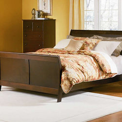 Bordeaux Platform Bed with Matching Footboard in Antique Walnut - Platform Beds