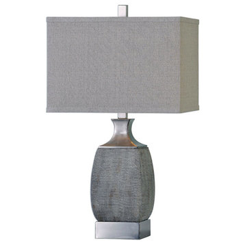 Uttermost 27143-1 Caffaro 1 Light 28" Tall Table Lamp - Brushed Nickel