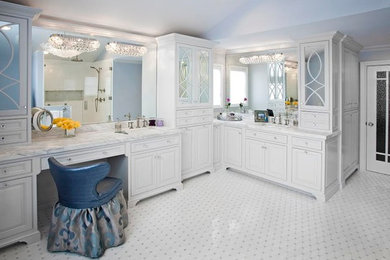 Elegant White & Blue Master Bathroom