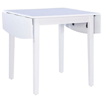 Linon Ervin Wood Square Drop Leaf Table in White