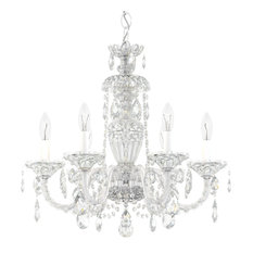 Sterlg 6 Light Chandelier Silver Clear Crystals From Swarovski