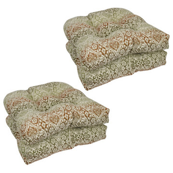 19" U-Shaped Premium Outdoor Tufted Chair Cushions, Set of 4, Festive Spice
