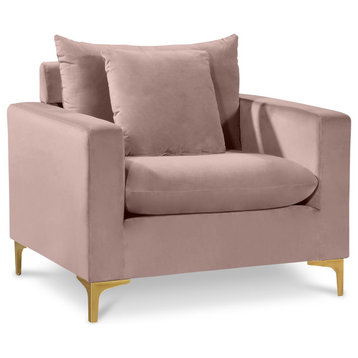 Naomi Velvet Upholstered Chair, Pink