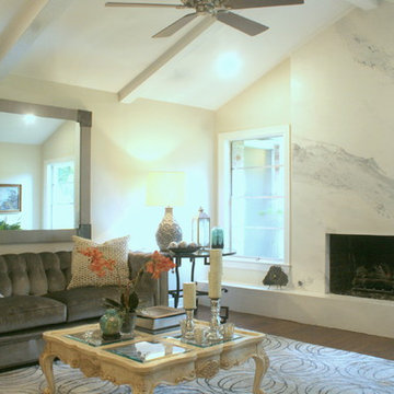 Venetian Plaster Fireplace created to imitate Calacutta Gold Marble