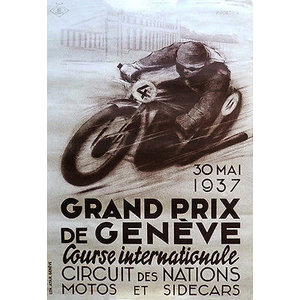 1953 Spanish Grand Prix Motorcycle Race Promotional Advertising Poster 
