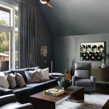 Forest Hills pool house & main house media and music rooms