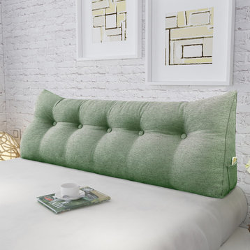 WOWMAX Backrest Wedge Reading Pillow Headboard Linen Blend Lime Green, 59x20x8