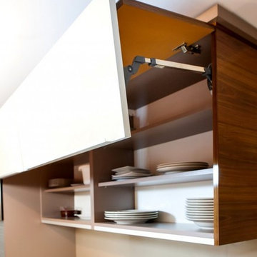 Modern Kitchen with Veneer and White Cabinets