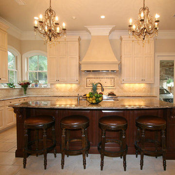 Cherry Island and Maple Wall Cabinetry Provide Perfect Contrast