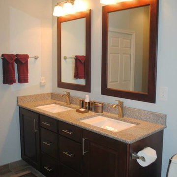 Maple Thomas Vanity in Cranberry Stain, Bainbrook Brown, Moen Voss Fixtures in B