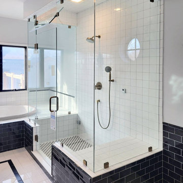 Roomy Steam Enclosure with Clear Glass and Traditional Hardware
