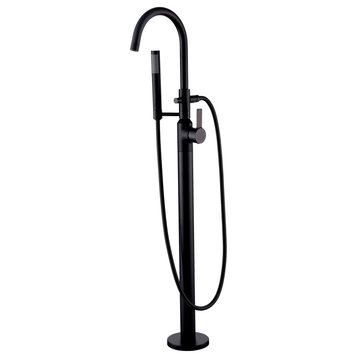 Luxier FTF01 Single-Handle Tub Filler Faucet with Hand Shower, Matte Black