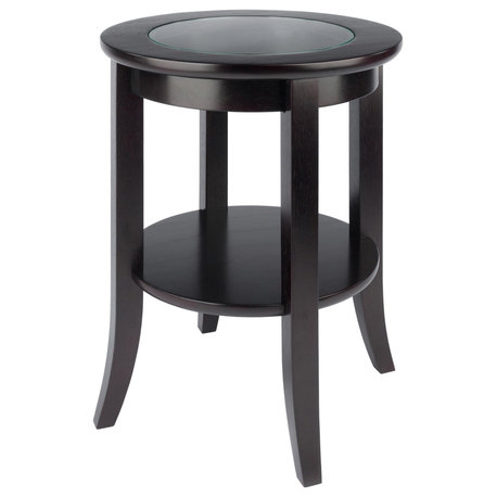 Genoa End Table, Glass Inset, one shelf