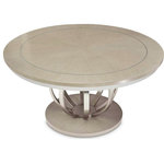 AICO/Michael Amini - AICO Michael Amini Kathy Ireland Eclipse Round Dining Table - Make the most of your space with the Eclipse Round Dining Table! Ready for sitting rooms or dining spaces, this table shows off a bookmatched veneer tabletop and a dramatic stainless steel pedestal.