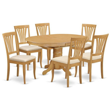 East West Furniture Avon 7-piece Traditional Wood Dining Room Set in Oak