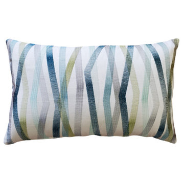 Wandering Lines Deep Sea Throw Pillow 14x24, with Polyfill Insert