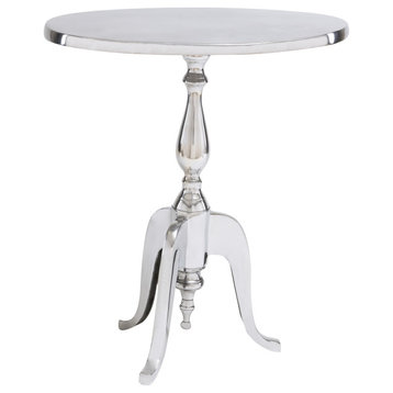 Traditional Silver Aluminum Metal Accent Table 30794