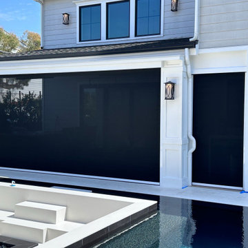 California Room Motorized Power Screens for Backyard Pool