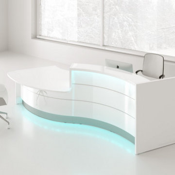 Valde Curved Reception Desk, White by MDD Furniture