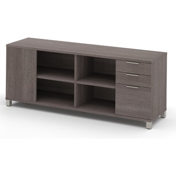 Bestar Pro-Linea Credenza With 3-Drawer, Bark Gray