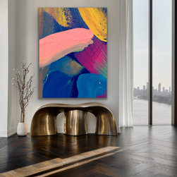 Preethi Arts - 72x60" original Large Modern contemporary art Blue abstract painting Wall Decor - Paintings
