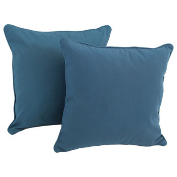 18" Double-Corded Solid Twill Square Throw Pillows, Set of 2, Indigo