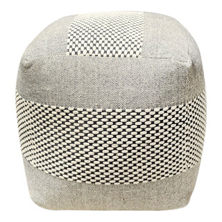 Off-white Hand-woven Westerfeld Pouf, 18" Cube, 18" Cube - Transitional ...