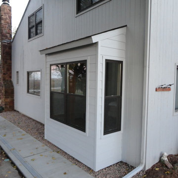 Bay window and sidewalk