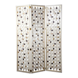 THREE PANEL SCREEN SHELL INLAY - Screens And Room Dividers