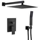 KIBI USA Cube Shower Column with Dual Function Shower Head Black Matte