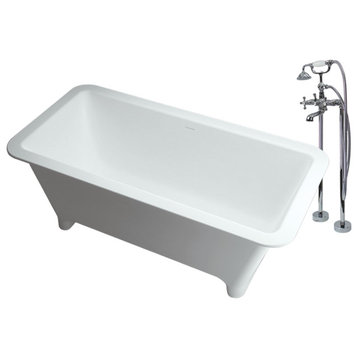 Transolid Milan 60"x29.5"x22.875" Freestanding Tub and Faucet Kit, White