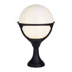 Orb Outdoor Single Post Black and Round Opal Shade