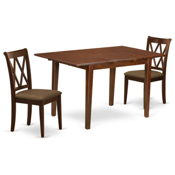 3-Piece Set, Kitchen Table, Butterfly Leaf, 2 Double Dining Chairs, Mahogany